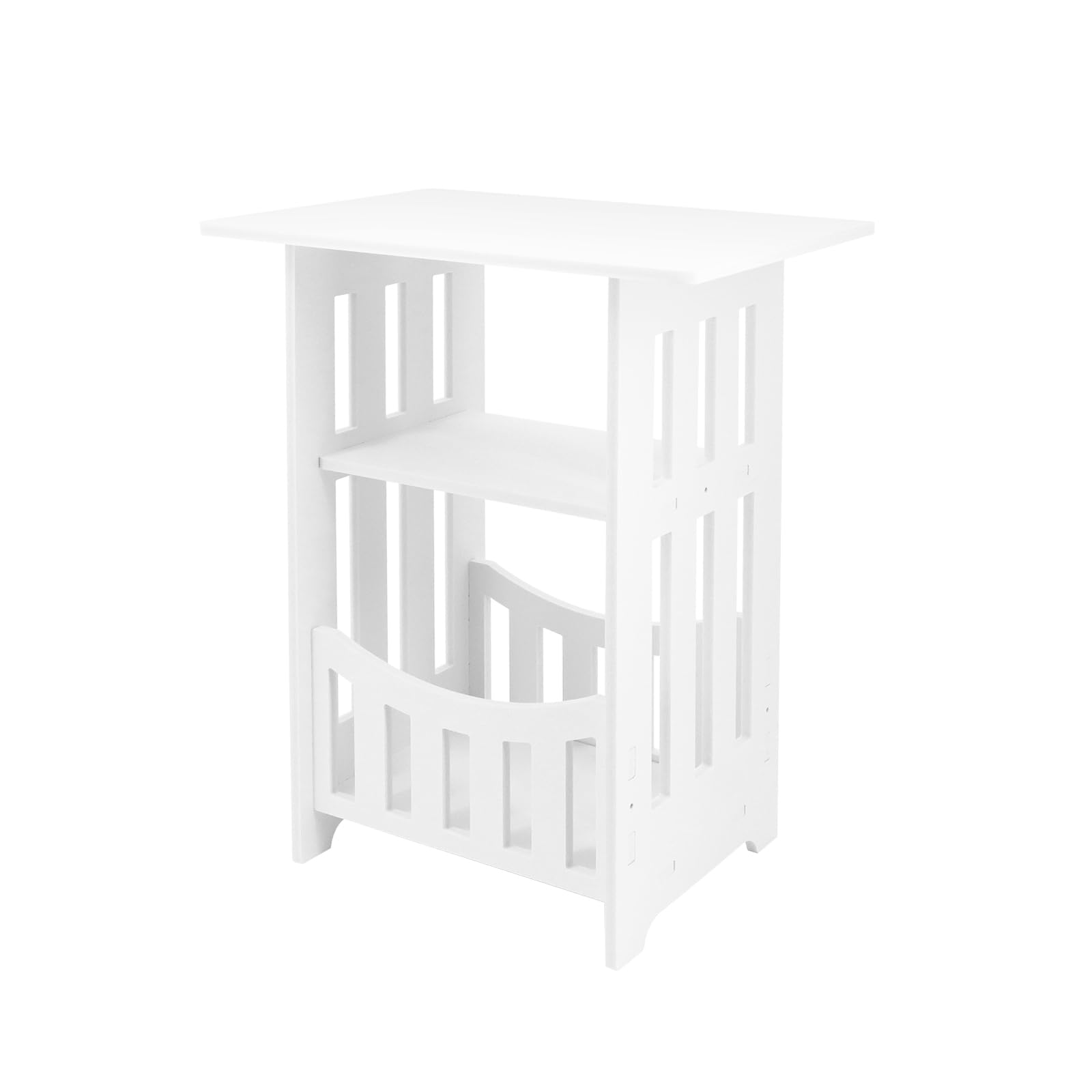 White Side Tables, 2 Tier Bedside Tables, Sofa Table Side Table for Living Room, Nordic Style Bedroom Storage Cabinet Table, Living Room Mini Square Table, Suitable for Bedroom, Bathroom, Home Storage