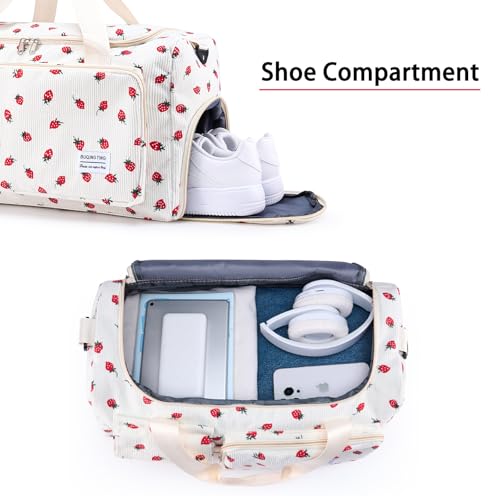 Image of Small Gym Bag for Women, Travel Duffle Bag Carry On Weekender Bag with Shoe Compartment