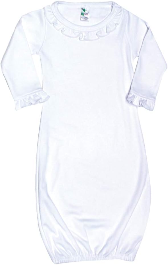 Laughing Giraffe Baby Blank Long Sleeve Ruffle-Trim Sleeper Gown White (0-3 Months -3807)