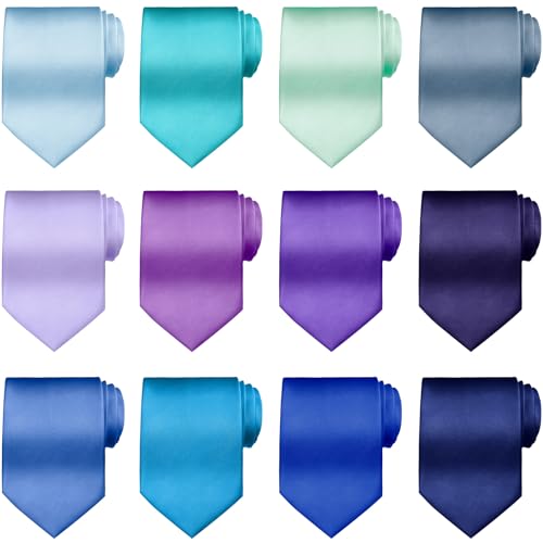 Image of Syhood 6 /12 /24 Pcs Men Ties Set Solid Satin Pure Color Business Formal Necktie Tie 57 inch for Men Occasion Wedding