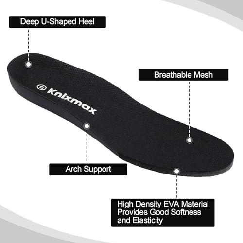 Image of Knixmax Outdoor EVA Comfort Replacement Insoles with Arch Support for Men Women Cushioned Shoe Inserts with Deep Heel Cup for Daily Wear,Roomy Casual Shoes,Slip-ons,Sneakers and Boots Size 5-13