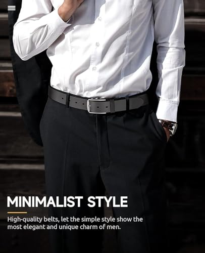 Full-Grain Genuine Leather Belt Men 1 3/8" Casual Dress Classic Gift Box2