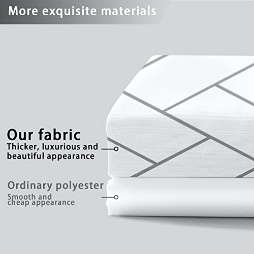 Awellife White And Gray Modern Shower Curtain For Bathroom Luxury Hotel Fabric Bathroom Sets 72 X 72 Inches With 12 Hooks Herringbone Geometric Boho. #TOP2