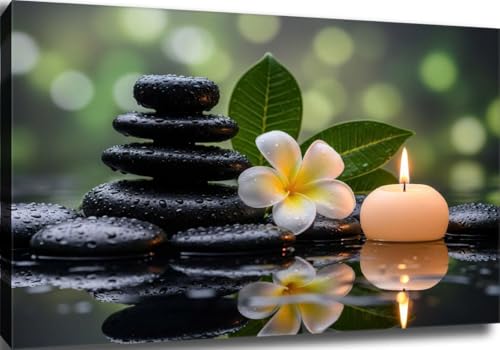 Peaceful Zen Stones with Bamboo and Candlelight Create Calm and