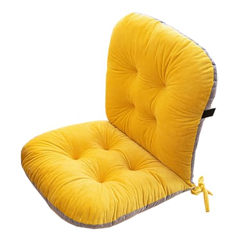 Yahbrra Chair Cushions with Back Seat, Back Cushion with Straps, Low Back Cushion, Garden Chair Cushion, Cushion Cushion for Chairs, Benches In The House and Garden(Yellow,1 pack)