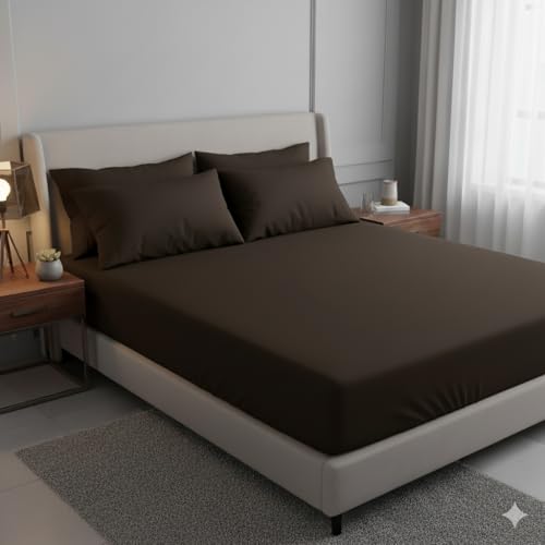 Image of Cotton Feel Terry 72x75 inch Ultra Soft Waterproof Mattress Protector King Size | Breathable Hypoallergenic Mattress Cover for King Size Bed (Brown)