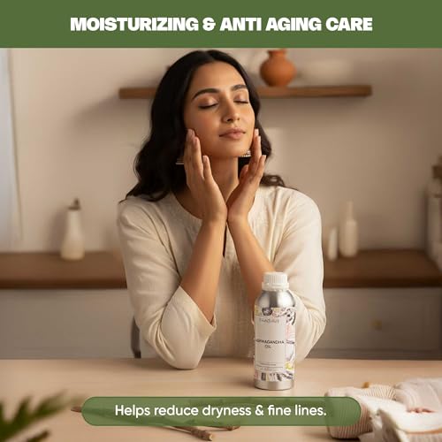 Image of VedaOils Ashwagandha Oil 100ml | 100% Pure, Natural & Cold Pressed | Hair Care, Skin & Face Nourishment, Nail Health | Moisturizing, Anti-Aging & Frizz Control