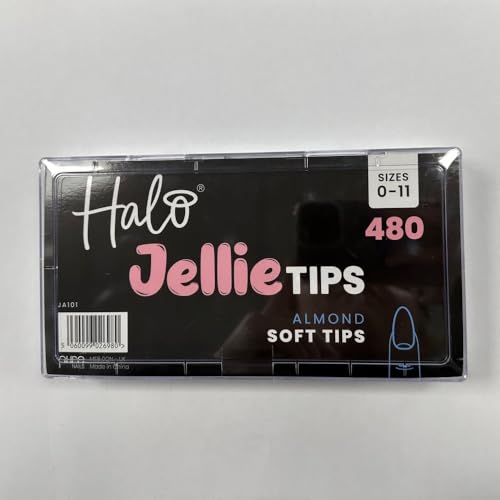 Halo Jellie Nail Tips Almond Sizes 0-11 (Pack of 480 Mixed)