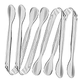 TTSAM 4 Pcs Ice Tongs Sugar Cubes Tongs, Mini Serving Tongs, 304 Stainless Steel, Silver, 4.33 x 0.63 inches