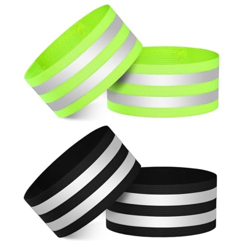 KEWUF - KEWUF 4 Stück Bande Réfléchissante Course Réglable, Pack Brassard Réfléchissant Running, Dispositifs Réfléchissants Running, pour la Course à Pied, le Cyclisme, les Sports de Nuit (Noir2, Vert2) - -30%