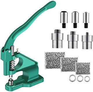 Grommet Eyelet Punch Press Machine, Hand Press Spring Strike Banner Heavy Duty Eyelet Hole Punch Machine Eyelet Press Hole Punch Tool with 3 Dies & 1500pcs Grommets 6/10/12mm