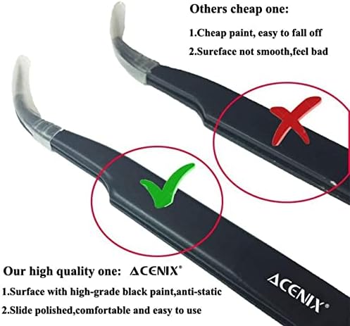 10Pcs Professional ESD Anti-Static Stainless Steel Tweezers Tools Sets with Black Nylon Spudger Curved Tip for Electronics Jewelry Work Hobbies