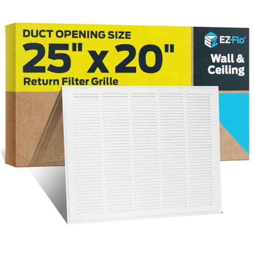 EZ-FLO 25 x 20 Inch (Duct Opening) Return Air Vent Cover for Wall or Ceiling, Solid Steel Return Air Filter Grille, HVAC Vent Cover, White, 61634