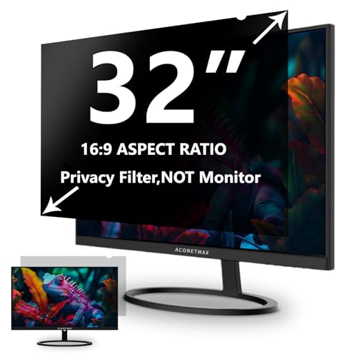 ACONETMAX 32 Inches Privacy Screen Filter for Computer 16:9 Widescreen Monitor | Privacy Shield | Anti Glare | Blue Light Filter | Eye Protection | Anti-Scratch Protector Film