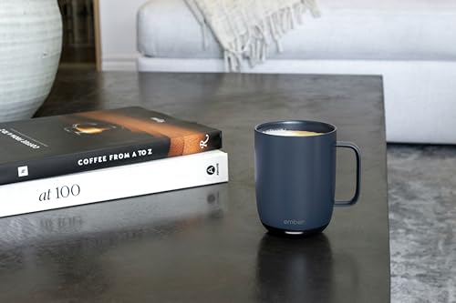 Image of Ember Temperature Control Smart Mug 2, 14 Oz, App-Controlled Heated Coffee Mug with 80 Min Battery Life and Improved Design, (PRODUCT) navy blue