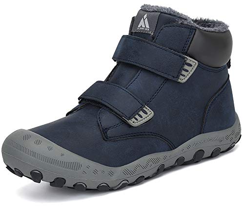 Mishansha Kinder Schneestiefel Winterschuhe Jungen Mädchen Winterstiefel Warm Gefüttert Sneaker Winter Trekking Wanderstiefel Bootsportschuhe Blau, Gr.30 EU
