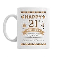 Design is printed on both sides Brilliant White Ceramic Mug Microwave and dishwasher safe Original 21st birthday gift idea for men