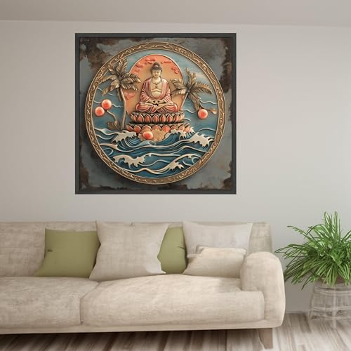 Toile Bouddha pour calmer l'esprit : déco zen océan anti-stress 60x60cm
