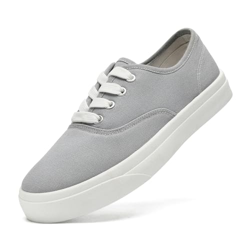 sharllen Ladies Canvas Shoes Women Low Top Sneakers Unisex Classic Lace Up Trainers for Men Canvas Plimsolls Pumps Casual Tennis Shoes(Grey 270)
