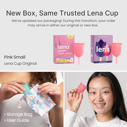 Image of Lena Menstrual Cup Original - Soft Medical-Grade Silicone Period Cups for Women Light & Medium Flow, Reusable 12-Hour Leak-Free Comfort, Beginner-Friendly Feminine Care - Small, Pink