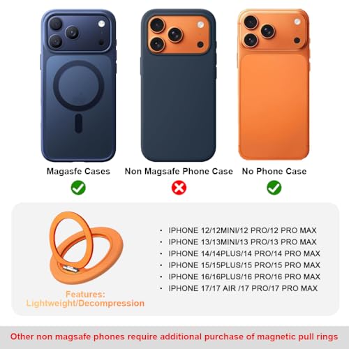 Image of ZORBES Magnetic Phone Ring Grip 360 Swivel Phone Grip Ultra Slim Folding Metal Phone Ring Phone Desk Stand Phone Support