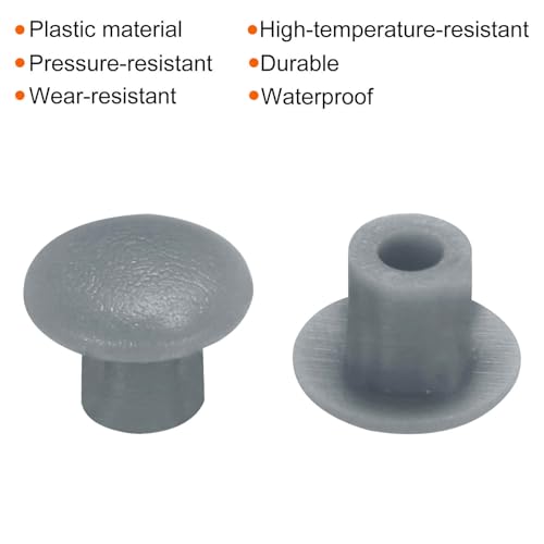 Image of MECCANIXITY 100pcs Plastic Hole Plugs, 5mm (3 /16 Inch) Dark Grey Screw Caps Cover Snap in Locking Round Button Top Shelf Plugs for Cabinet Cupboard Bookcase License Plate Furniture