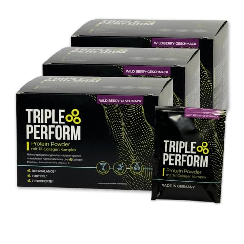 Triple Perform® Kollagen Pulver Grapefruit (30x 26g) im Sachet | Protein Pulver mit bioaktivem Tri-Collagen Komplex | Collagen Peptides | Zink, Magnesium, Vitamin C & Kollagen Peptide