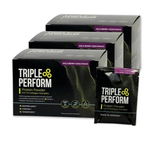 TRIPLE PERFORM - Protein Collagen Pulver - Das Original mit 3 patentierten Markencollagenen. 1-MONATSRATION Kollagen Pulver - Geschmack: Grapefruit
