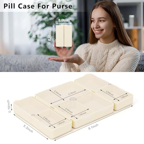 Image of FYY Travel Pill Organizer, Large Pill Box Medicine Case-2pcs Beige