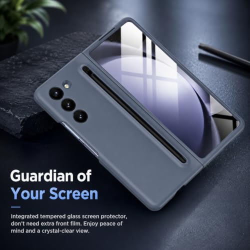 Image of TechTrendz PC Ultra Slim Premium Case For Samsung Galaxy Z Fold 7 Case With Built In Screen Protector With Compact S Pen Holder & Storage Slot,Protective Phone Case For Z Fold 7 Back Cover-Dark Grey