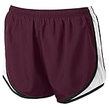 Clothe Co. Womens Running Shorts Moisture Wicking Sport Running Shorts, Maroon/White/Black, L