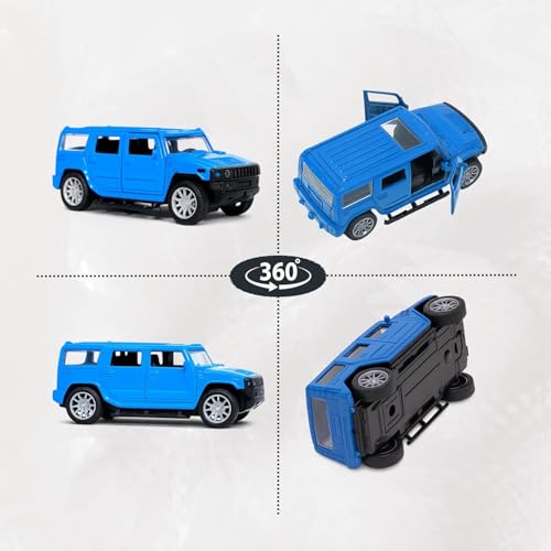 Image of Amisha Gift Gallery Hummer SUV Diecast Metal Car Toy for Kids, Blue | Scale Racing Model, Pull Back Action, Opening Doors, For Kids Boys and Girls