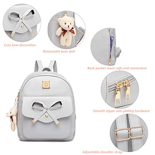 Image of MACCINELO Cute Leather Mini Backpack Purse for Women Bowknot Small Backpack for Girls gift Rucksack Ladies Shoulder Bag 3pcs