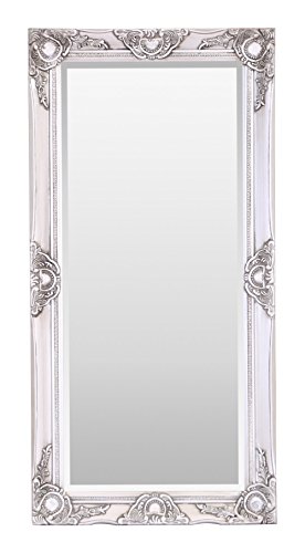 Select Mirrors Haywood Espejo de pared rectangular grande - Diseño barroco de estilo francés - Madera maciza - Acabado a mano - Plata antigua - 50 cm x 100 cmo a mano - Plata antigua - 50 cm x 100 cm