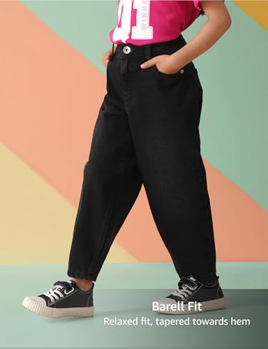 Image of Amazon Brand - Symbol Girl's Cotton Barrel Jeans
