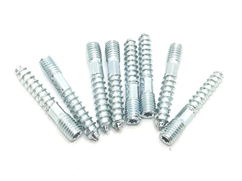 Image of Hanger Bolt M8x50 Silvery Double Headed Bolt Self-Tapping Screw with Hexagon for Furniture 8Pcs