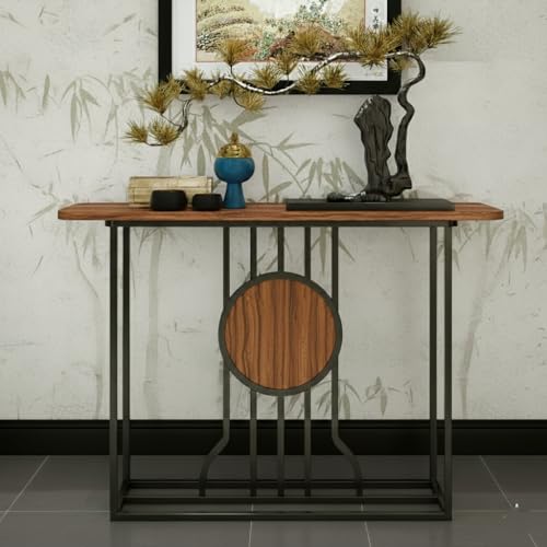 Image of Accent Table, Side Table, Small end Table, and Rectangular Bedside Table with Contemporary Home Accents for The Living Room, Bedroom, Office, and Console Table (Black Brown)