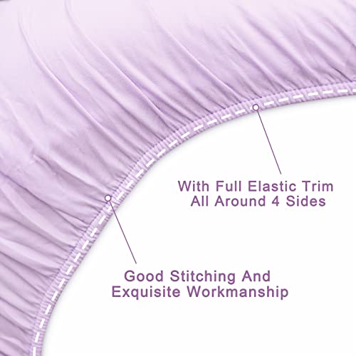 Flxxie 4 Pieces Microfiber Toddler Bedding Set, Super Soft And Breathable Crib Sheet Set, Includes Quilted Comforter, Flat Top Sheet, Fitted Sheet, Envelope Pillow Case For Boys Girls, Light Purple #TOP3