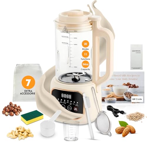 Nut Milk Maker Machine, 54oz, 11-in-1, 7 Extra Accessories, Oat & Soy Milk Maker with 20 Blades, Soybean Milk Maker, Almond Milk Maker, Soymilk Machine Maker, Nutmilk Maker Machine by JB Life Solutions - Used condition - US$32.65