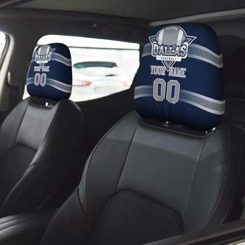 Custom Car Headrest Covers,Personalized Name Number Car Accessories,Car Seat Headrest Cover Fit Most Cars 2 Pack,Gift for Men.
