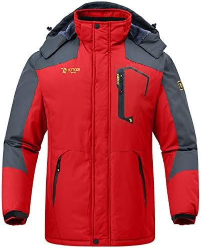 Rdruko Men’s Outdoor Ski Snow Jacket Waterproof Fleece Mountain Hooded Winter Coat