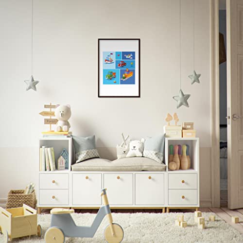 Cadre déco chambre enfant avec son art mural jouets bois foncé