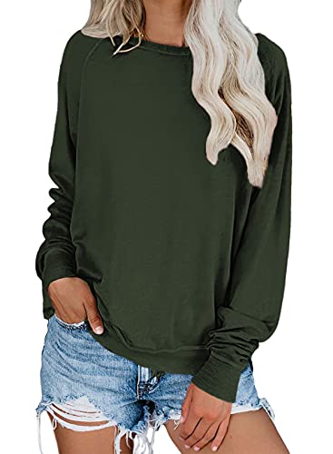 TMEOG Damen Sweatshirt Ohne Kapuze - Lässiger Pullover Rundhals Langarm