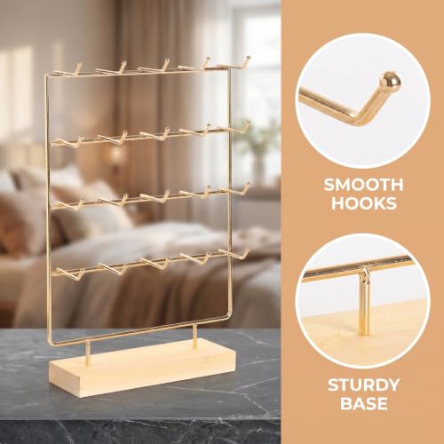 Dzrige Wood Earring Holder 4 Tier Stud Rack Jewelry Keychain Display Stand — view 3