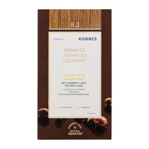 Produktfoto von KORRES Argan Oil Colorant – ammoniakfreie Haarfarbe Honigblond 8.3 – 100% Grauhaarabdeckung & vegan für ein…