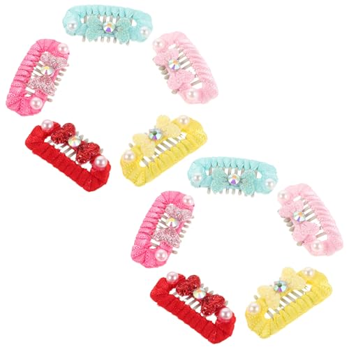 minkissy Pinzas Pelo de Mascotas 10 Unidades Mini Clips de 2,8 Cm en Poliéster y Plástico Colores Amarillo Rosa Fucsia Verde Azulado y Rojo Accesorios Pelo de Perros Pequeños y Gatos