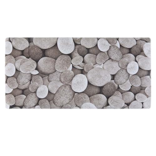 AQUALONA® Bath Mat, Anti-Mould, Non-Slip - Extra Soft PVC, Machine Washable - BPA, Latex, Phthalate Free - Pebbles, 69 x 36 cm