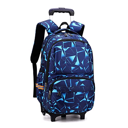 Rolling Backpack for Boys 18" Geometric-print Wheeled School Backpack Kids' Carry-Ons Luggage Travel Trolley Bags