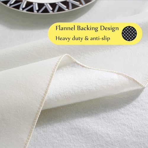 SASTYBALE Vinyl Tablecloth with Flannel Backing Waterproof Oil-Proof Plastic Tablecloths for Rectangle Tables, Wipeable PVC Table Cloths for Kitchen Dining Indoor Outdoor (Off White, 52 x 70 Inch) by SASTYBALE - Image 4