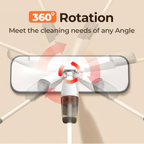 Image of ScrubWiz Spray Mop, Wet Dry Hardwood Floor Cleaning Mop with Washable Reusable Pad, with 500ML Sprayer for Tile, Wood, Laminate, Vinyl & Marble Floor Cleaning, Off-White